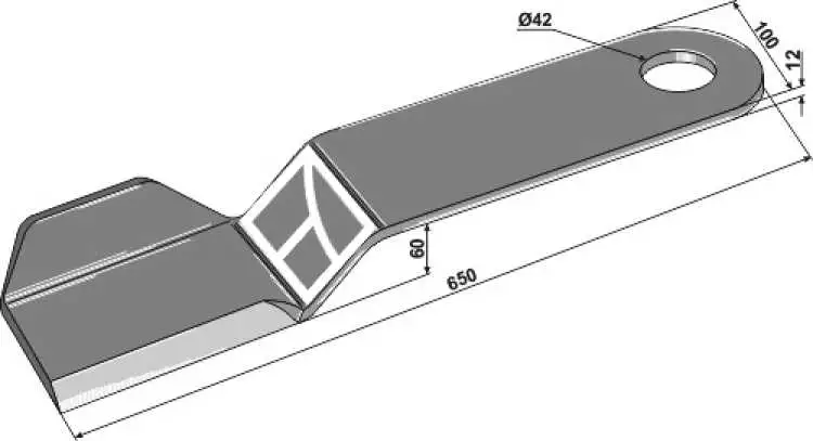 Messer 650x100mm - rechte Ausführung